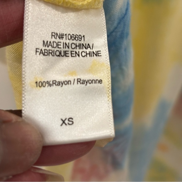 Young Fabulous & Broke Multicolor Tie-Dye Blouse Top Blouson Sleeves size XS - Picture 9 of 12